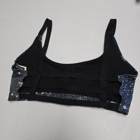 Onzie Flow Sports Bra S/M Womens Celestrial Print Strappy Back Black Yoga Gym - Picture 2 of 9